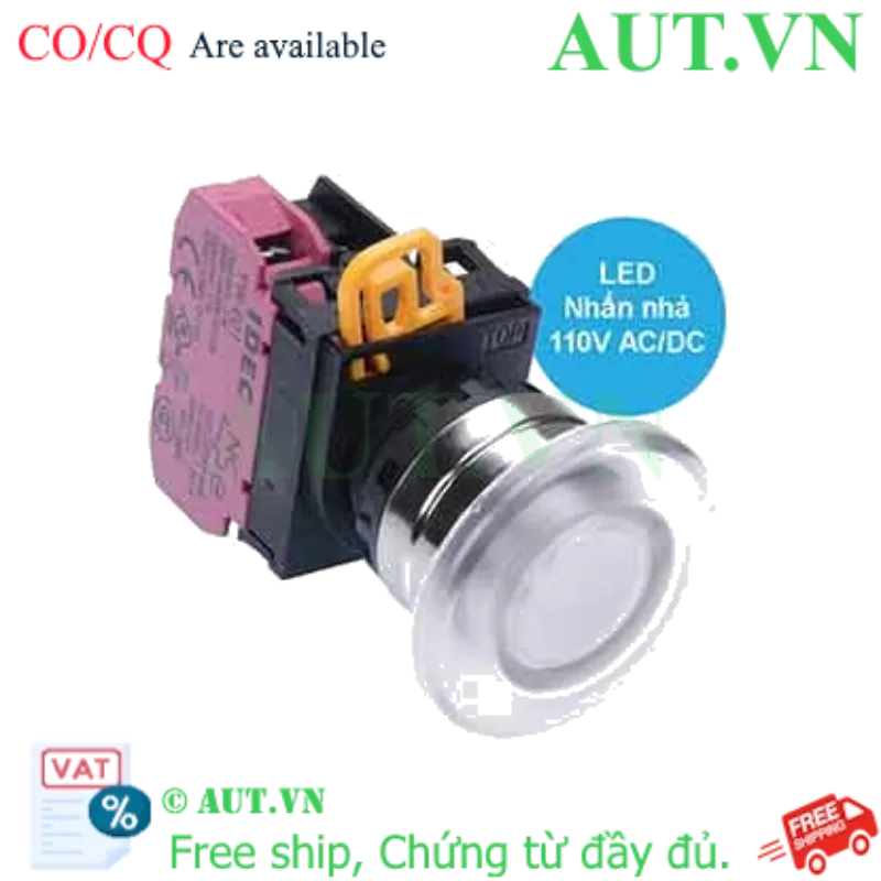Ảnh của Nút nhấn nhả có đèn IDEC YW4L-M4E01QHPW 110VAC D22 1NC (Trắng)