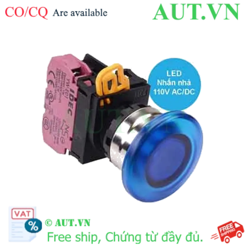 Ảnh của Nút nhấn nhả có đèn IDEC YW4L-M4E01QHS 110VAC D22 1NC (Xanh)