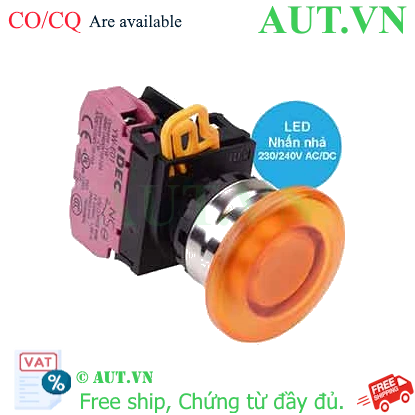 Ảnh của Nút nhấn nhả có đèn IDEC YW4L-M4E01QM3A 220VAC D22 1NC (Hổ phách)