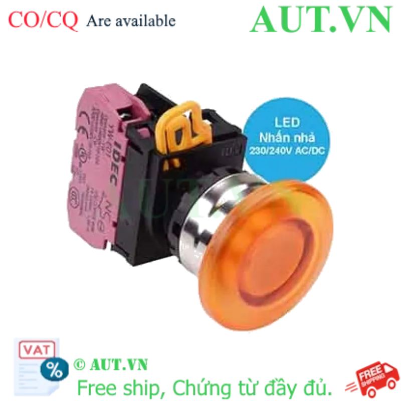 Ảnh của Nút nhấn nhả có đèn IDEC YW4L-M4E01QM3A 220VAC D22 1NC (Hổ phách)
