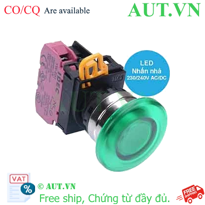 Ảnh của Nút nhấn nhả có đèn IDEC YW4L-M4E01QM3G 220VAC D22 1NC (Xanh)