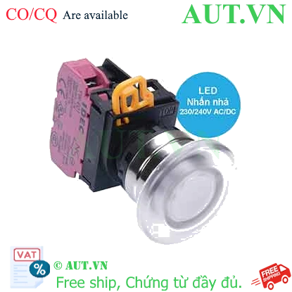 Ảnh của Nút nhấn nhả có đèn IDEC YW4L-M4E01QM3PW 220VAC D22 1NC (Trắng)