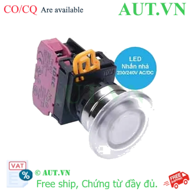 Ảnh của Nút nhấn nhả có đèn IDEC YW4L-M4E01QM3PW 220VAC D22 1NC (Trắng)