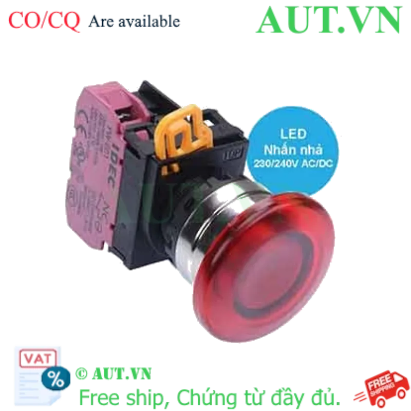 Ảnh của Nút nhấn nhả có đèn IDEC YW4L-M4E01QM3R 220VAC D22 1NC (Đỏ)