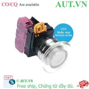 Ảnh của Nút nhấn nhả có đèn IDEC YW4L-M4E01QM3W 220VAC D22 1NC (Trắng)