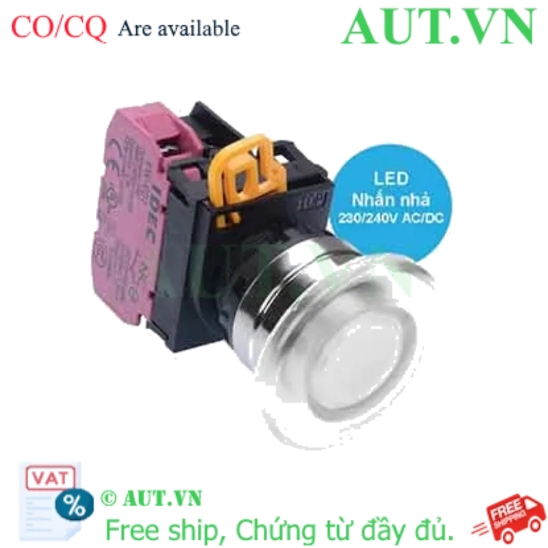 Ảnh của Nút nhấn nhả có đèn IDEC YW4L-M4E01QM3W 220VAC D22 1NC (Trắng)