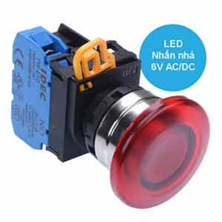Ảnh của Nút nhấn nhả có đèn IDEC YW4L-M4E10Q2R 6VAC/DC D22 1NO (Đỏ)