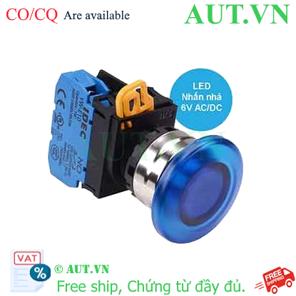 Ảnh của Nút nhấn nhả có đèn IDEC YW4L-M4E10Q2S 6VAC/DC D22 1NO (Xanh)
