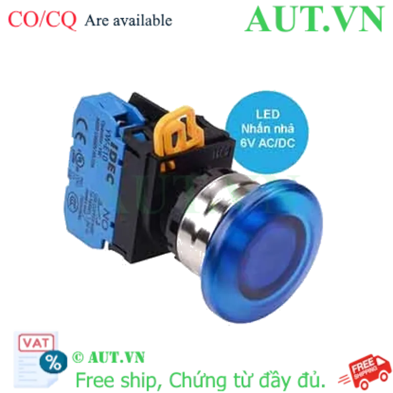Ảnh của Nút nhấn nhả có đèn IDEC YW4L-M4E10Q2S 6VAC/DC D22 1NO (Xanh)