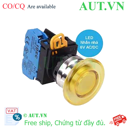 Ảnh của Nút nhấn nhả có đèn IDEC YW4L-M4E10Q2Y 6VAC/DC D22 1NO (Vàng)