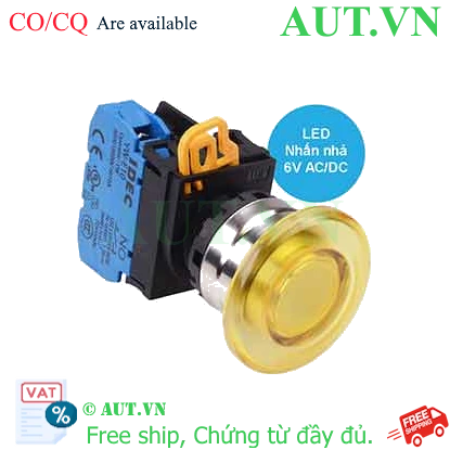 Ảnh của Nút nhấn nhả có đèn IDEC YW4L-M4E10Q2Y 6VAC/DC D22 1NO (Vàng)