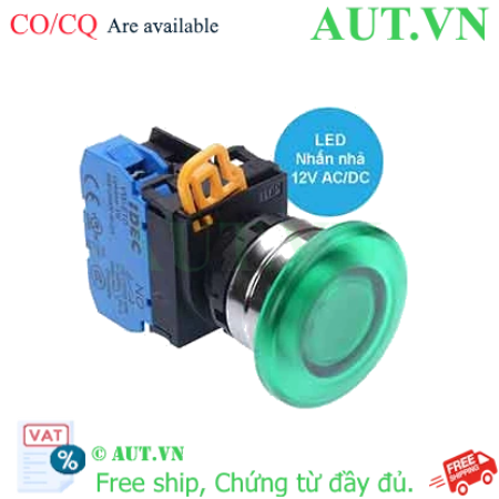 Ảnh của Nút nhấn nhả có đèn IDEC YW4L-M4E10Q3G 12VAC/DC D22 1NO (Xanh)