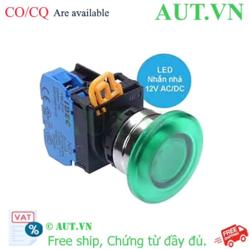 Ảnh của Nút nhấn nhả có đèn IDEC YW4L-M4E10Q3G 12VAC/DC D22 1NO (Xanh)