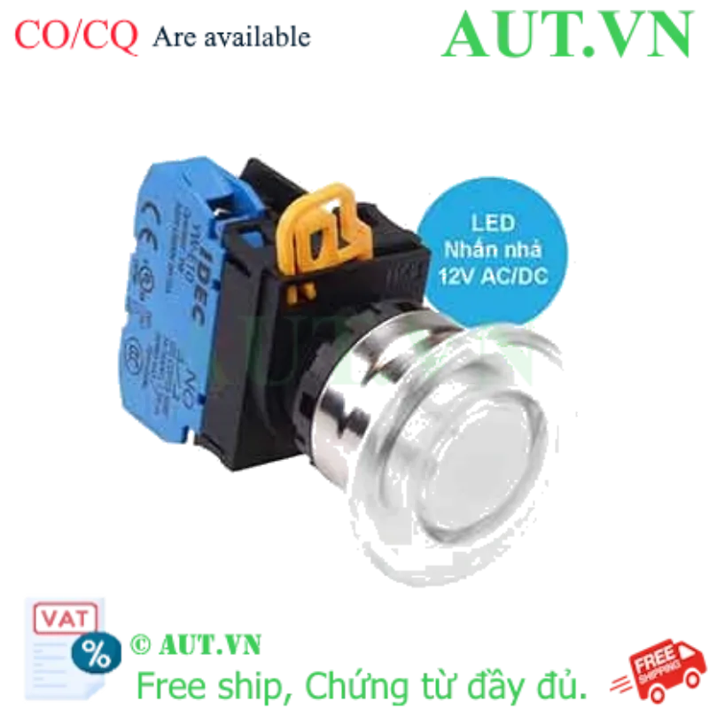 Ảnh của Nút nhấn nhả có đèn IDEC YW4L-M4E10Q3W 12VAC/DC D22 1NO (Trắng)