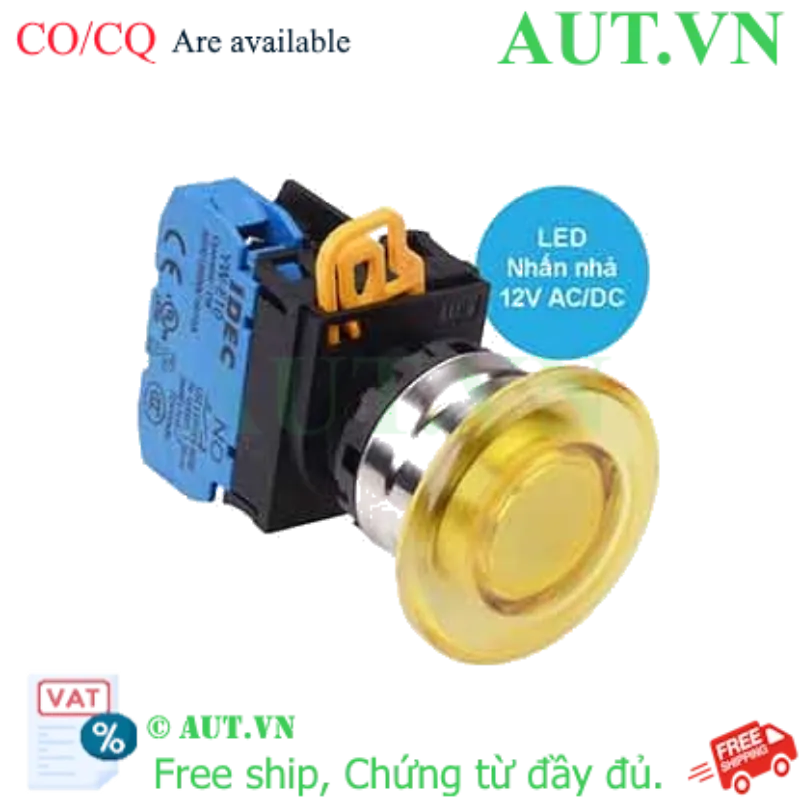 Ảnh của Nút nhấn nhả có đèn IDEC YW4L-M4E10Q3Y 12VAC/DC D22 1NO (Vàng)