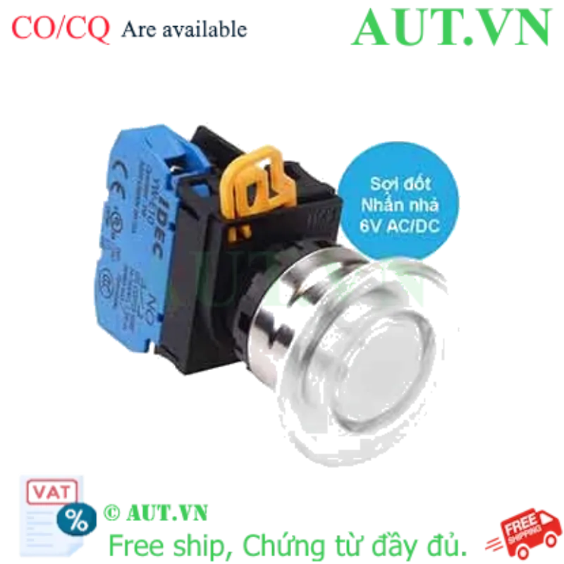 Ảnh của Nút nhấn nhả có đèn IDEC YW4L-M4E10Q5W 6VAC/DC D22 1NO (Trắng)