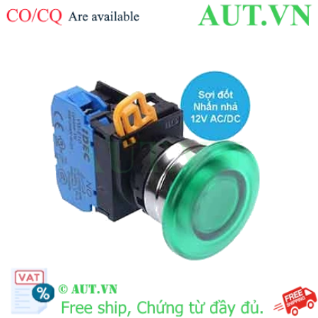 Ảnh của Nút nhấn nhả có đèn IDEC YW4L-M4E10Q6G 12VAC/DC D22 1NO (Xanh)