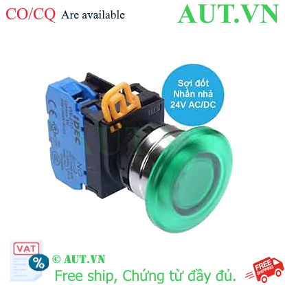 Ảnh của Nút nhấn nhả có đèn IDEC YW4L-M4E10Q7G 24VAC/DC D22 1NO (Xanh)