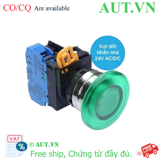 Ảnh của Nút nhấn nhả có đèn IDEC YW4L-M4E10Q7G 24VAC/DC D22 1NO (Xanh)