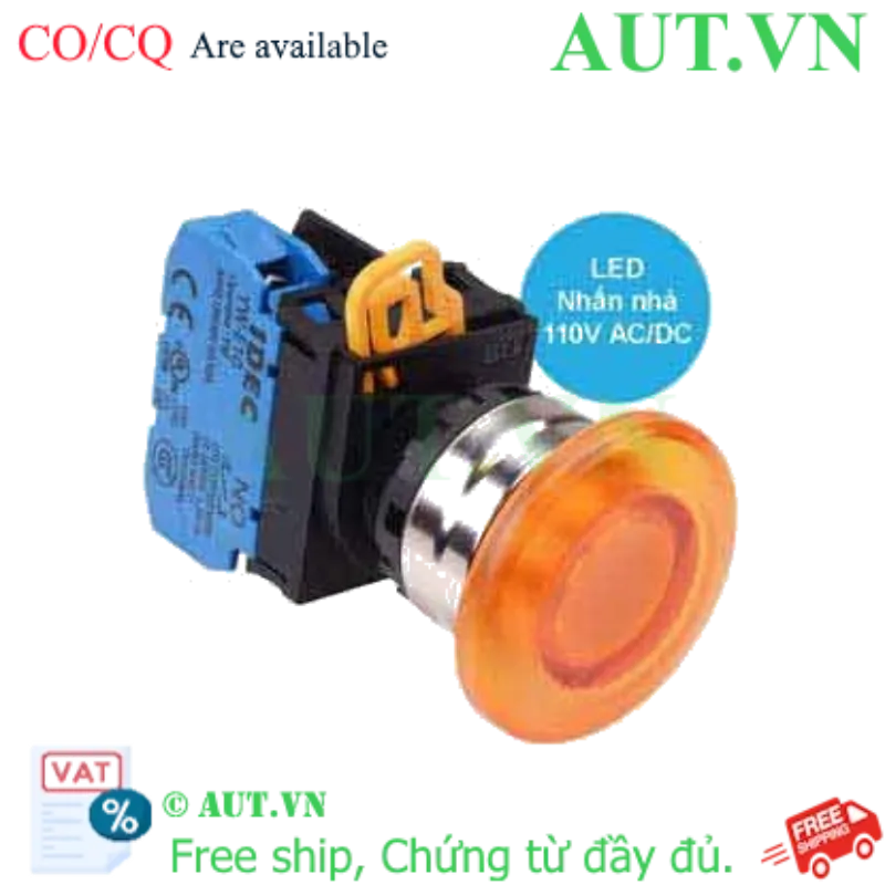 Ảnh của Nút nhấn nhả có đèn IDEC YW4L-M4E10QHA 110VAC D22 1NO (Hổ phách)