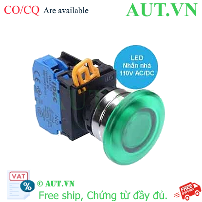 Ảnh của Nút nhấn nhả có đèn IDEC YW4L-M4E10QHG 110VAC D22 1NO (Xanh)