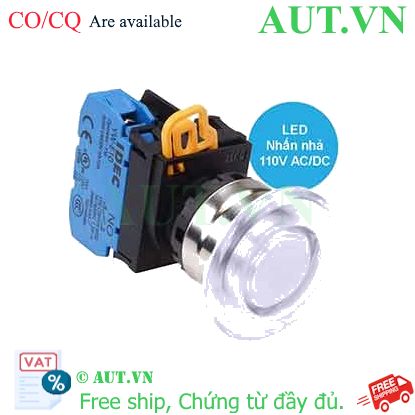 Ảnh của Nút nhấn nhả có đèn IDEC YW4L-M4E10QHPW 110VAC D22 1NO (Trắng)