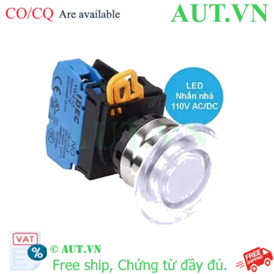 Ảnh của Nút nhấn nhả có đèn IDEC YW4L-M4E10QHPW 110VAC D22 1NO (Trắng)