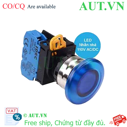 Ảnh của Nút nhấn nhả có đèn IDEC YW4L-M4E10QHS 110VAC D22 1NO (Xanh)
