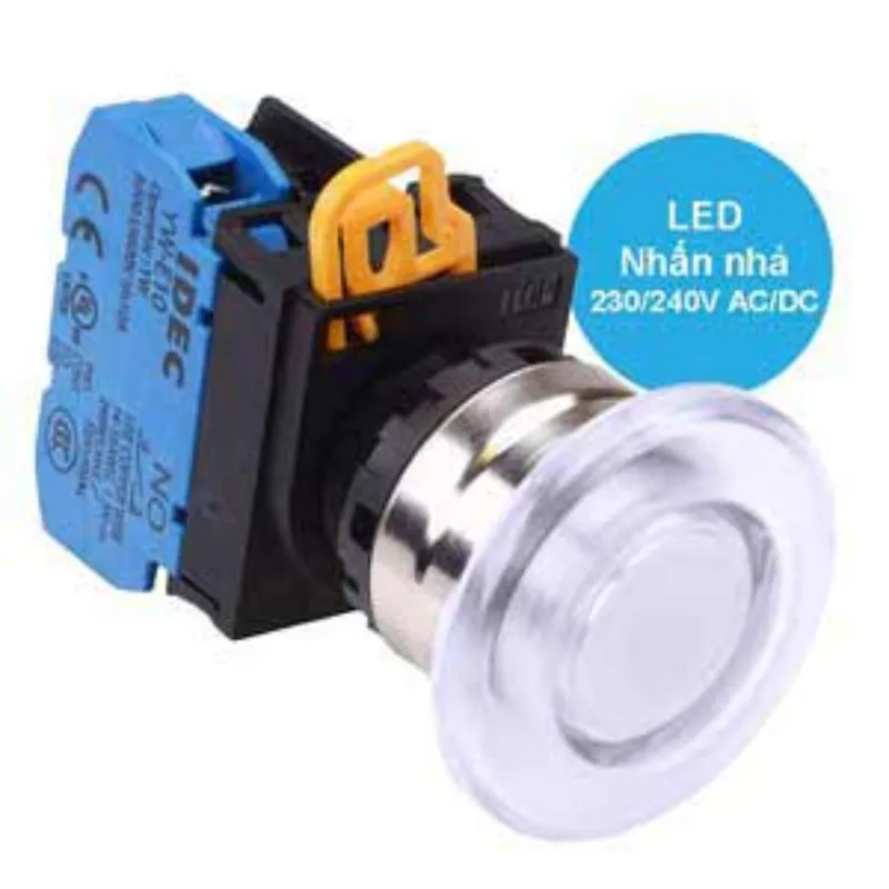 Ảnh của Nút nhấn nhả có đèn IDEC YW4L-M4E10QM3PW 220VAC D22 1NO (Trắng)
