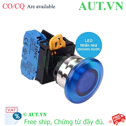 Ảnh của Nút nhấn nhả có đèn IDEC YW4L-M4E10QM3S 220VAC D22 1NO (Xanh)