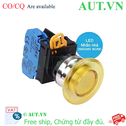 Ảnh của Nút nhấn nhả có đèn IDEC YW4L-M4E10QM3Y 220VAC D22 1NO (Vàng)