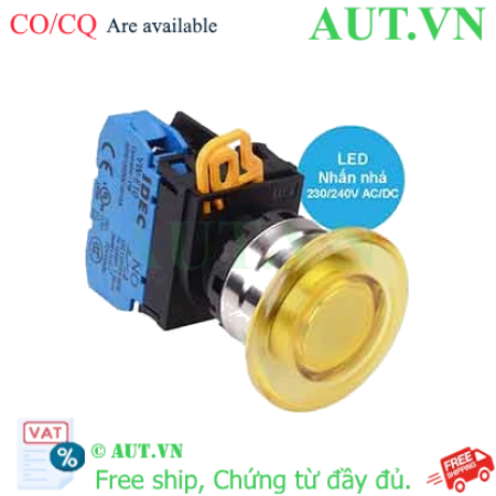 Ảnh của Nút nhấn nhả có đèn IDEC YW4L-M4E10QM3Y 220VAC D22 1NO (Vàng)