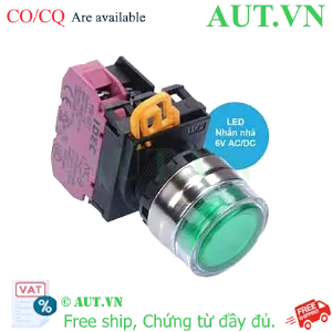 Ảnh của Nút nhấn nhả có đèn IDEC YW4L-MF2E01Q2G 6VAC/DC D22 1NC (Xanh)