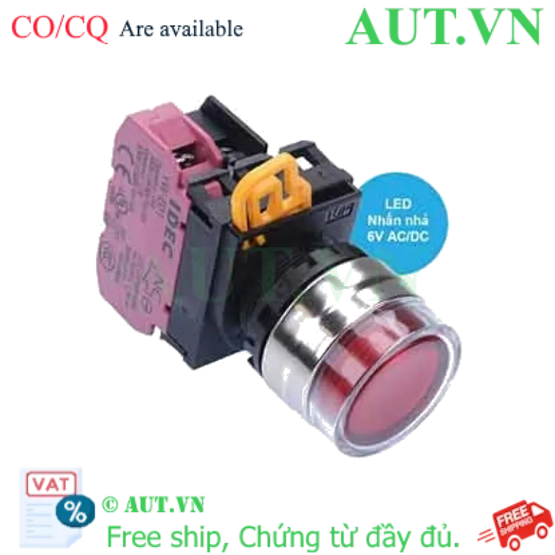Ảnh của Nút nhấn nhả có đèn IDEC YW4L-MF2E01Q2R 6VAC/DC D22 1NC (Đỏ)