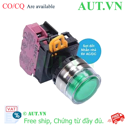 Ảnh của Nút nhấn nhả có đèn IDEC YW4L-MF2E01Q5G 6VAC/DC D22 1NC (Xanh)
