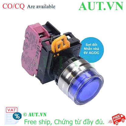 Ảnh của Nút nhấn nhả có đèn IDEC YW4L-MF2E01Q5S 6VAC/DC D22 1NC (Xanh)