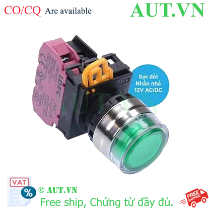 Ảnh của Nút nhấn nhả có đèn IDEC YW4L-MF2E01Q6G 12VAC/DC D22 1NC (Xanh)