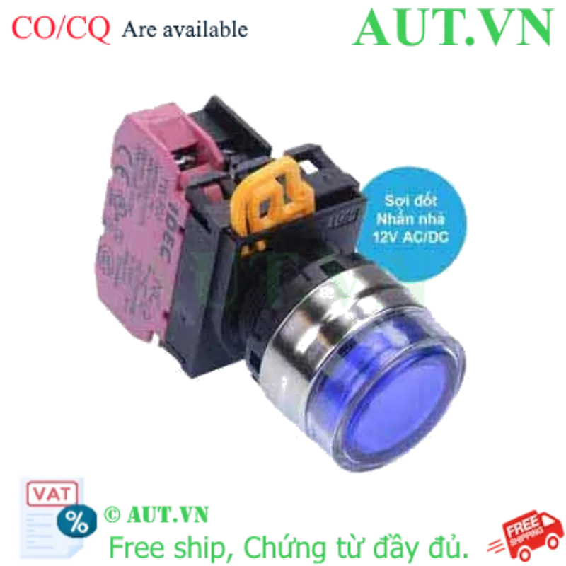 Ảnh của Nút nhấn nhả có đèn IDEC YW4L-MF2E01Q6S 12VAC/DC D22 1NC (Xanh)