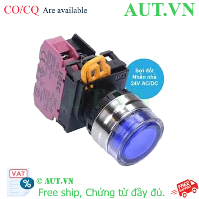 Ảnh của Nút nhấn nhả có đèn IDEC YW4L-MF2E01Q7S 24VAC/DC D22 1NC (Xanh)