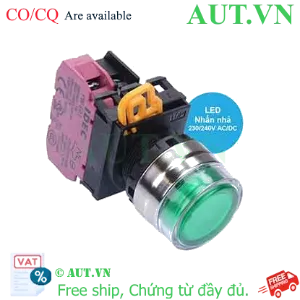 Ảnh của Nút nhấn nhả có đèn IDEC YW4L-MF2E01QM3G 220VAC D22 1NC (Xanh)