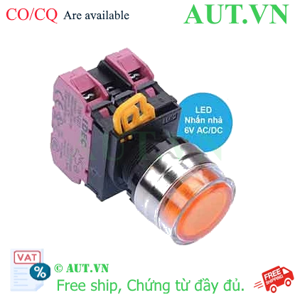 Ảnh của Nút nhấn nhả có đèn IDEC YW4L-MF2E02Q2A 6VAC/DC D22 2NC (Hổ phách)