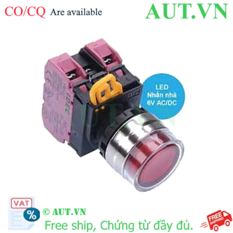 Ảnh của Nút nhấn nhả có đèn IDEC YW4L-MF2E02Q2R 6VAC/DC D22 2NC (Đỏ)