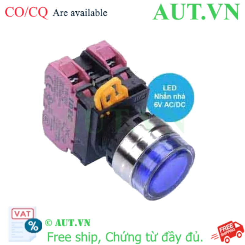Ảnh của Nút nhấn nhả có đèn IDEC YW4L-MF2E02Q2S 6VAC/DC D22 2NC (Xanh)