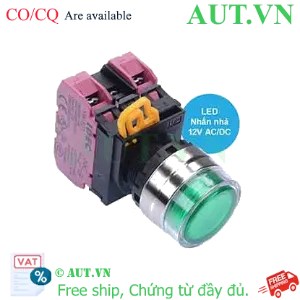 Ảnh của Nút nhấn nhả có đèn IDEC YW4L-MF2E02Q3G 12VAC/DC D22 2NC (Xanh)