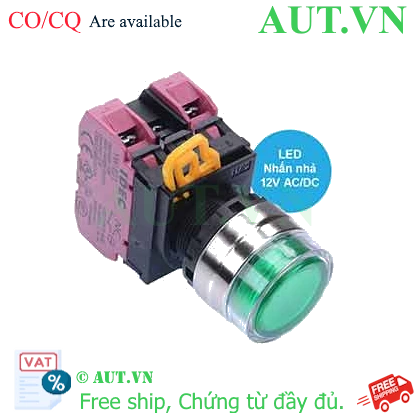 Ảnh của Nút nhấn nhả có đèn IDEC YW4L-MF2E02Q3G 12VAC/DC D22 2NC (Xanh)
