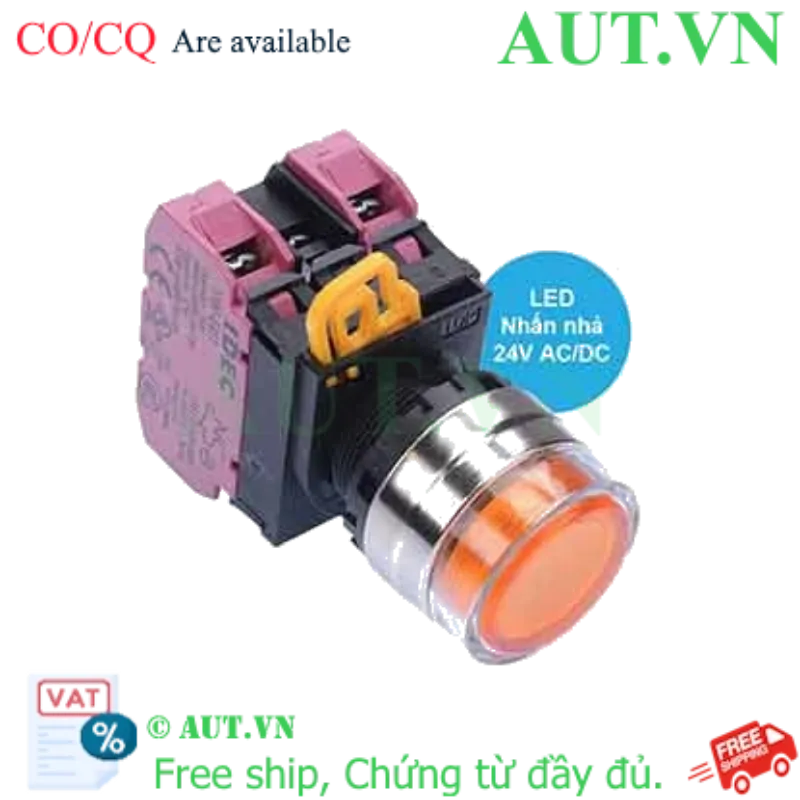 Ảnh của Nút nhấn nhả có đèn IDEC YW4L-MF2E02Q4A 24VAC/DC D22 2NC (Hổ phách)