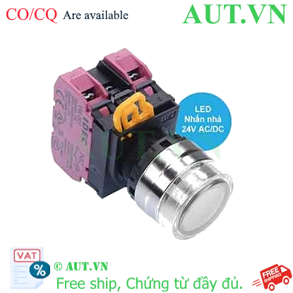 Ảnh của Nút nhấn nhả có đèn IDEC YW4L-MF2E02Q4W 24VAC/DC D22 2NC (Trắng)