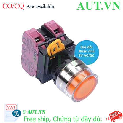 Ảnh của Nút nhấn nhả có đèn IDEC YW4L-MF2E02Q5A 6VAC/DC D22 2NC (Hổ phách)