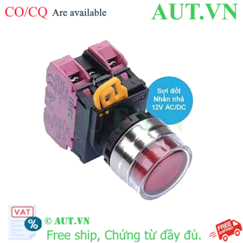 Ảnh của Nút nhấn nhả có đèn IDEC YW4L-MF2E02Q6R 12VAC/DC D22 2NC (Đỏ)
