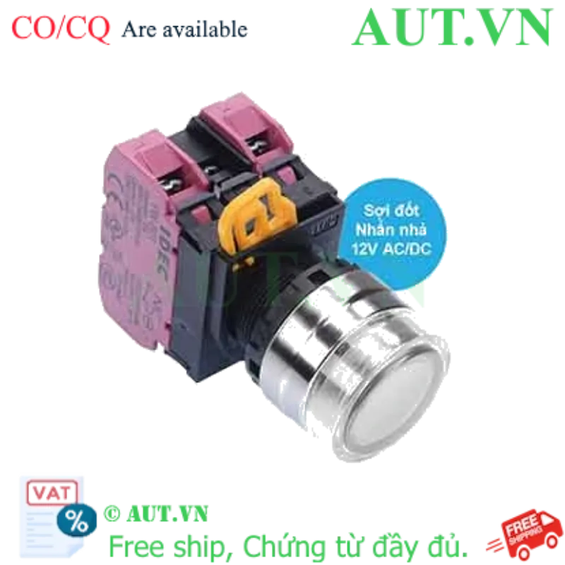 Ảnh của Nút nhấn nhả có đèn IDEC YW4L-MF2E02Q6W 12VAC/DC D22 2NC (Trắng)